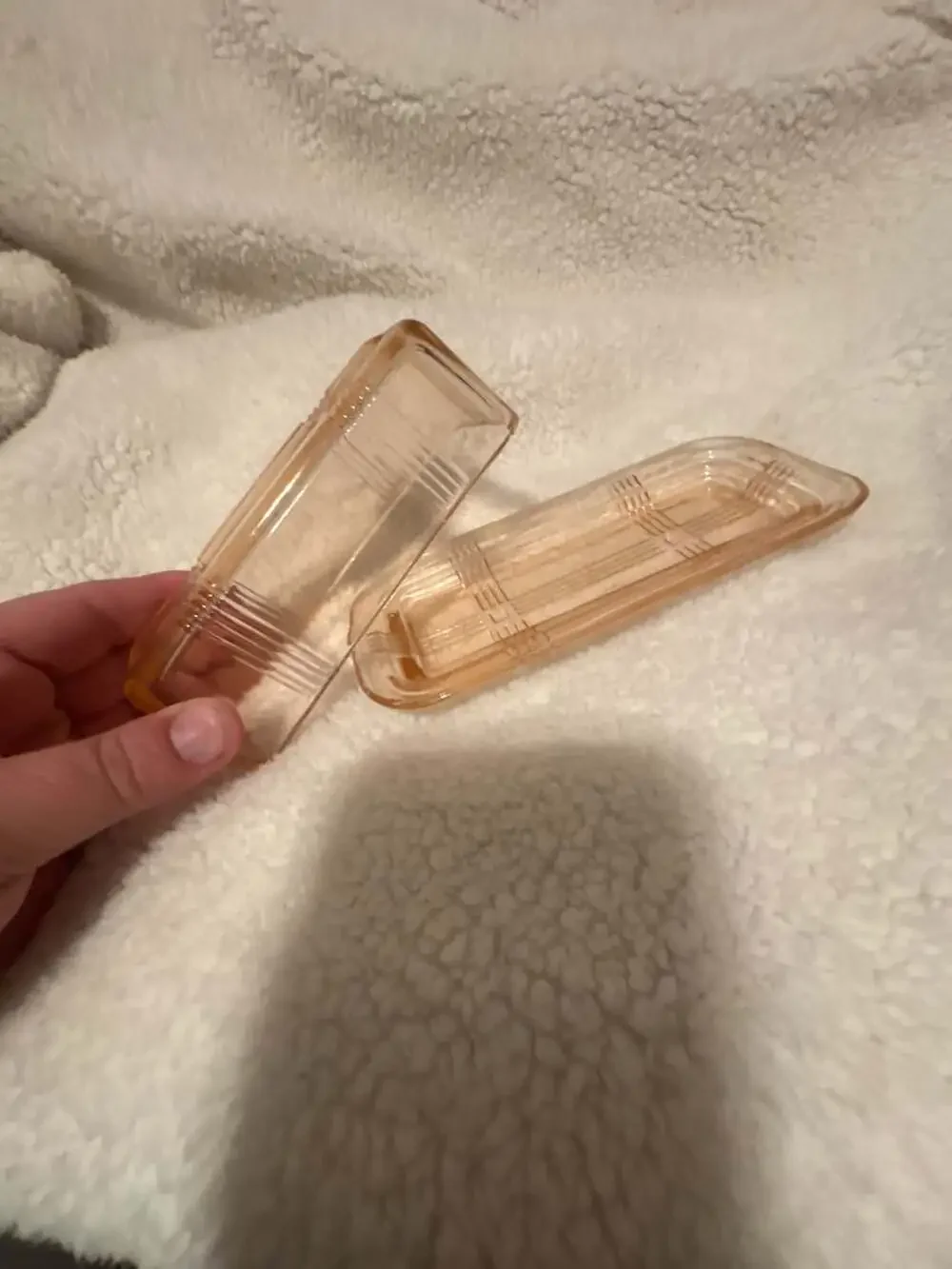 Hazel Atlas Criss Cross Pink Depression Glass Butter Dish